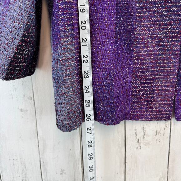 Candiss Cole Ocean Mist Purple Silk-Blend Handwoven Jacquard Jacket Size Medium - Picture 12 of 14